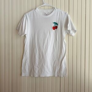 Lana Del Rey Embroidered Cherry Graphic Tee Shirt White Size SM